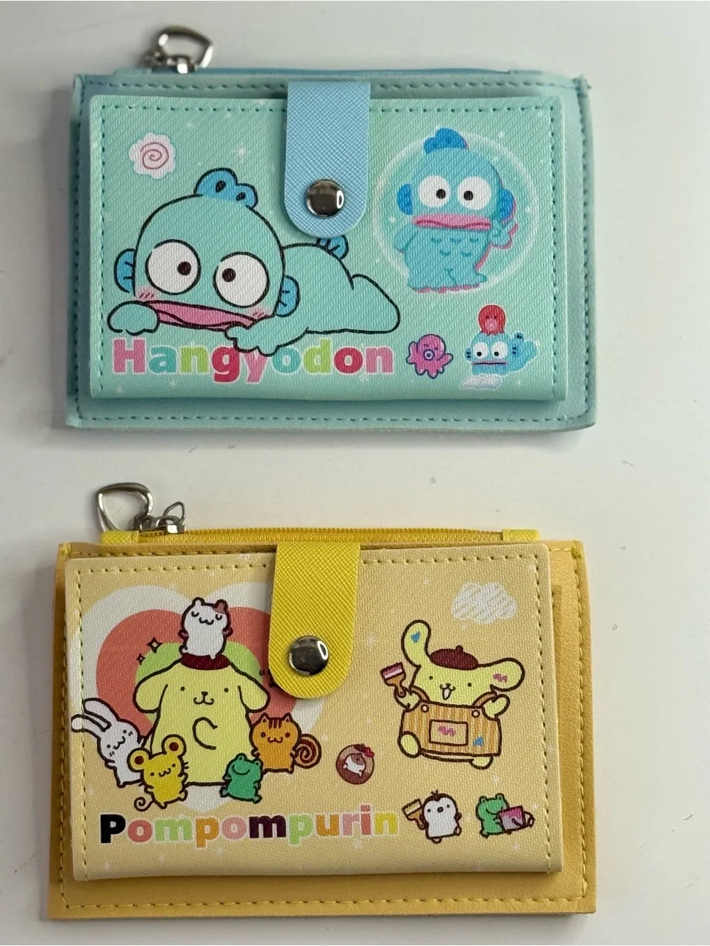 Hangyodon & Pompompurin Kids Card Wallets - Blue and Yellow